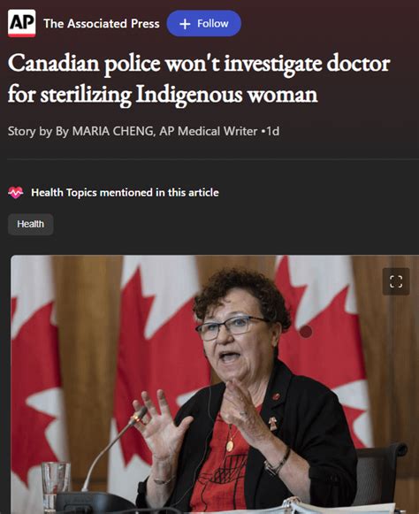 Canadian police won’t investigate doctor for sterilizing Indigenous woman